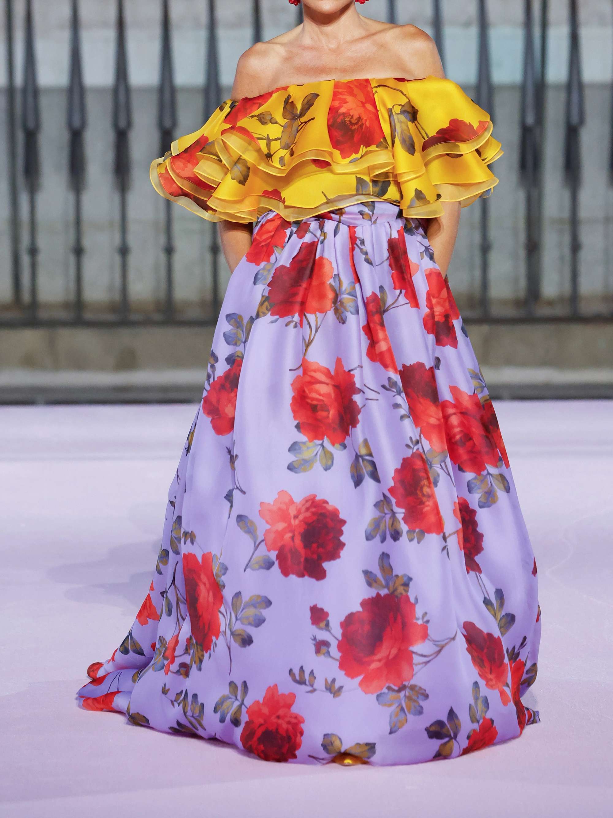 CAROLINA HERRERA Off-the-shoulder ruffled floral-print silk