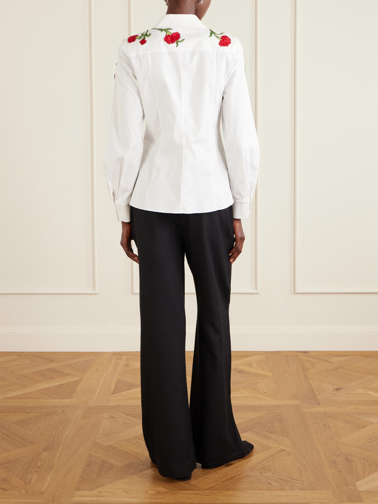 Isabela Floral-Appliquéd Cotton-Blend Shirt