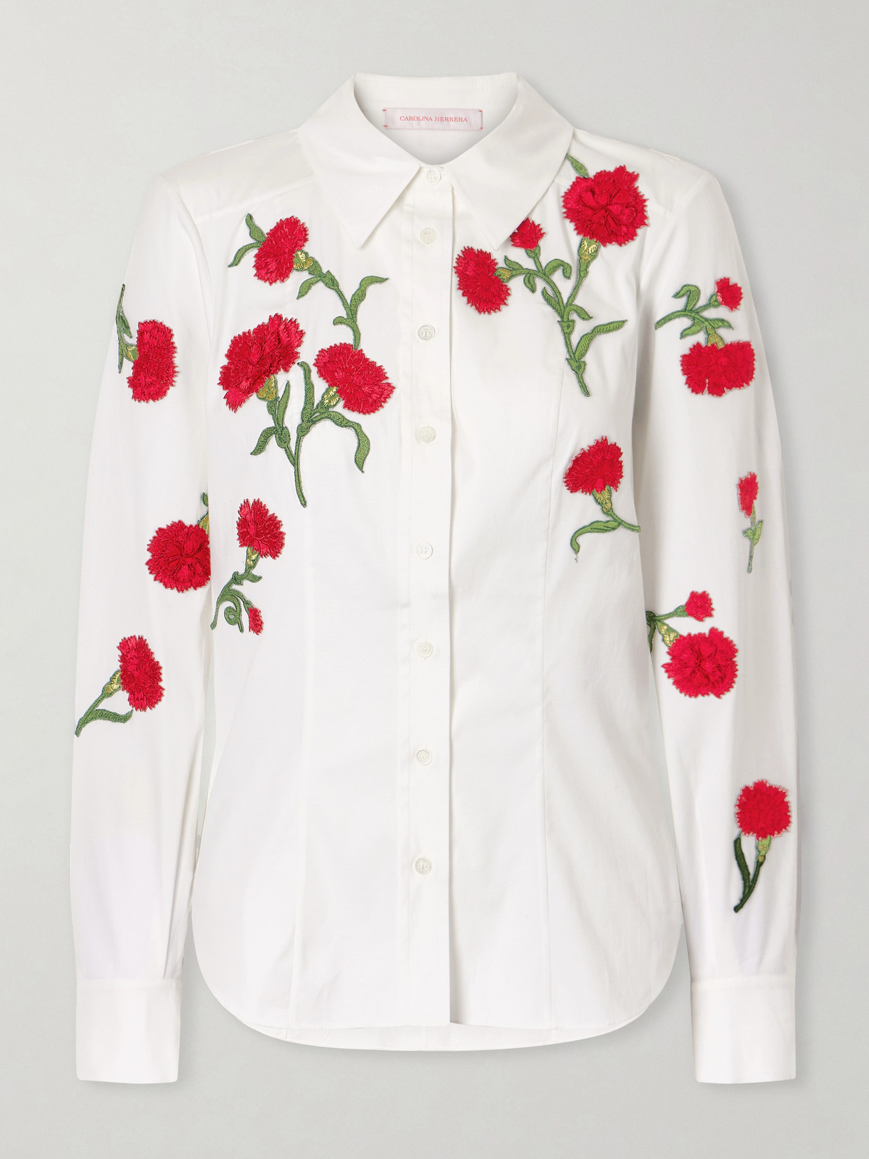 Isabela Floral-Appliquéd Cotton-Blend Shirt