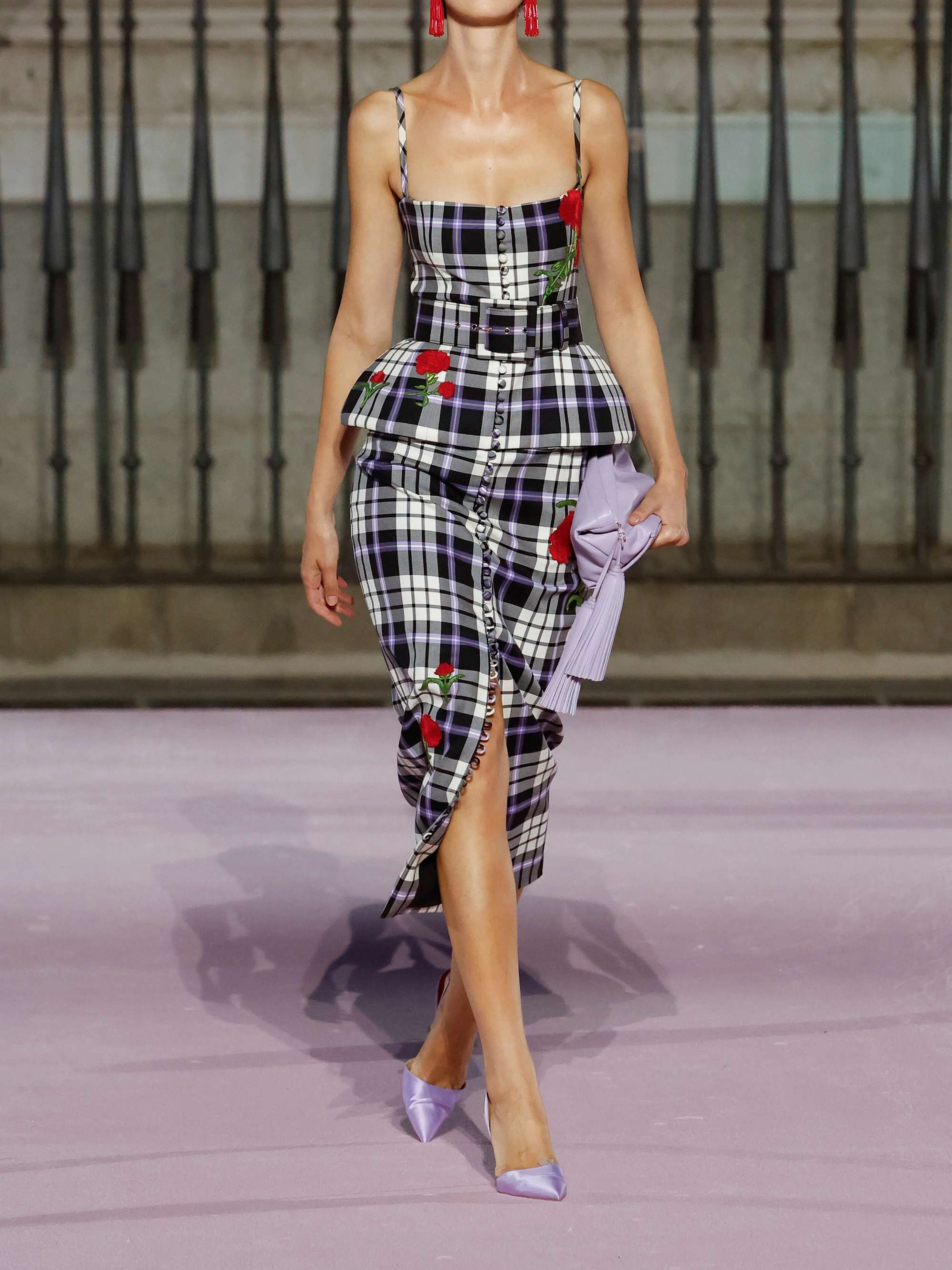 CAROLINA HERRERA Checked wool-blend midi dress | NET-A-PORTER