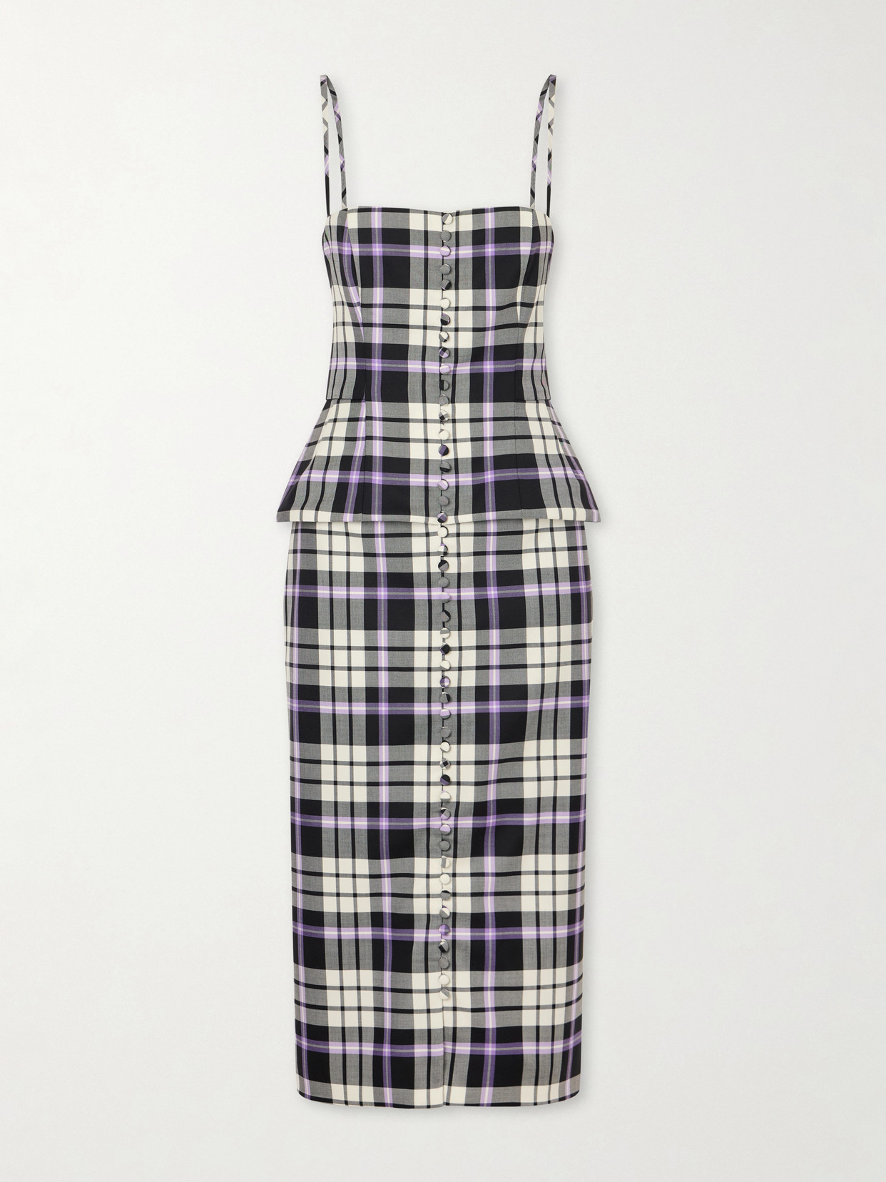 Carolina Herrera Checked Wool-blend Midi Dress In Multi
