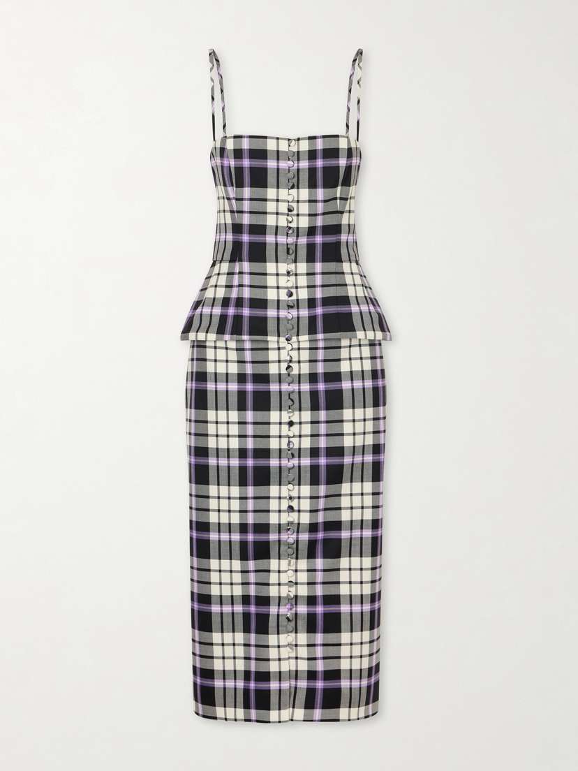 Carolina Herrera Checked Wool-blend Midi Dress