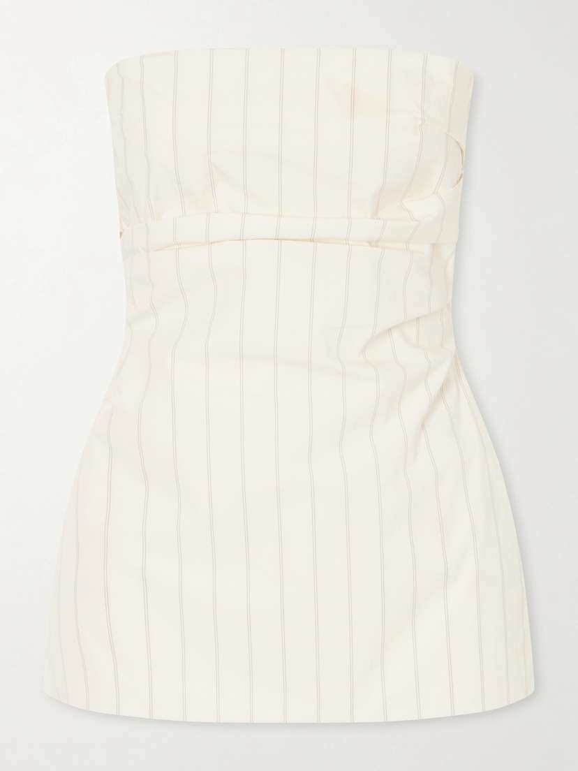 St. Agni Strapless Pinstriped Cotton-blend Poplin Top