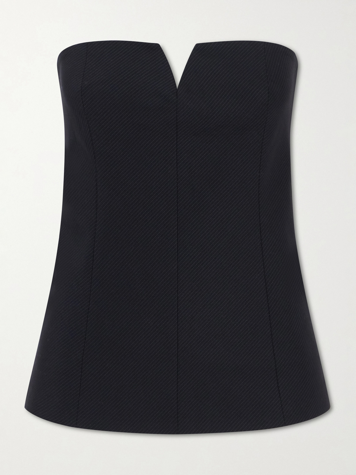 Strapless Pinstriped Woven Top