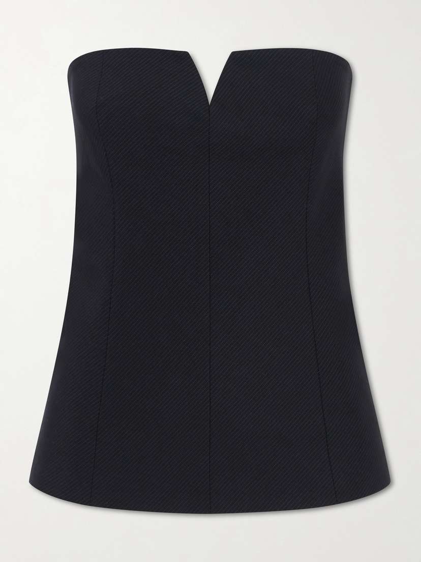 St. Agni Strapless Pinstriped Woven Top | Thumbnail 6