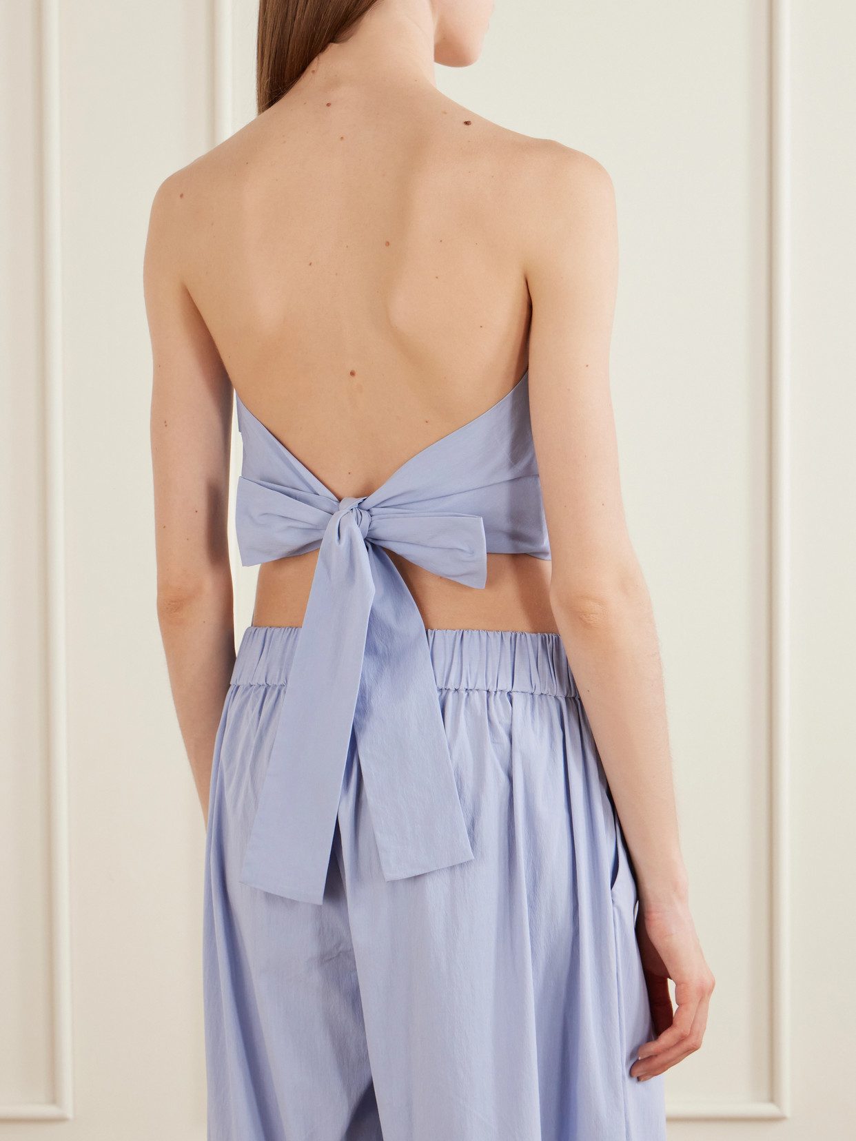 Strapless Cotton-Blend Poplin Top