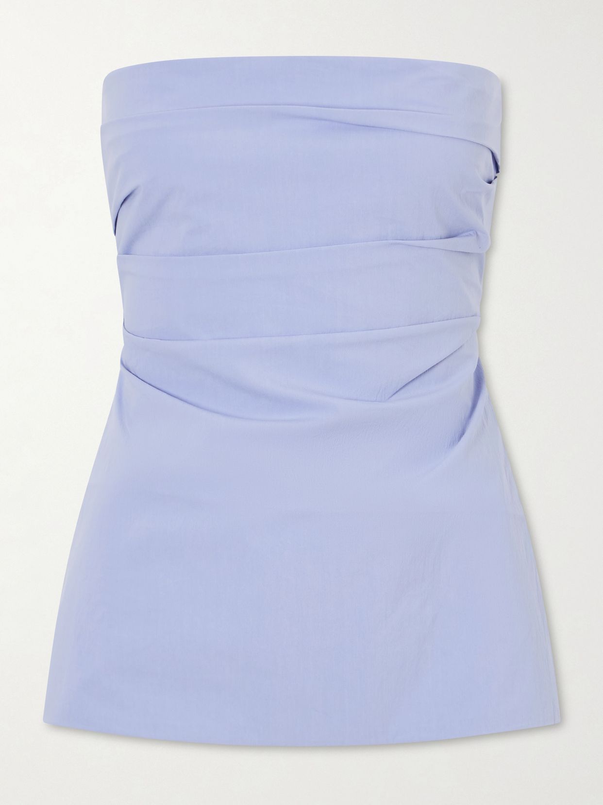Strapless cotton-blend poplin top