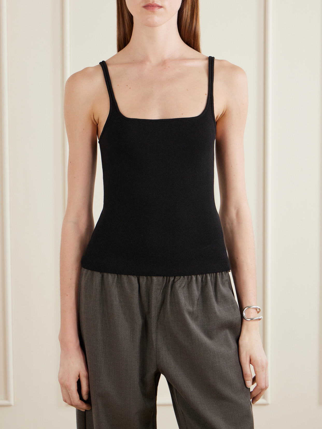 Rib-Knitted Jersey Tank