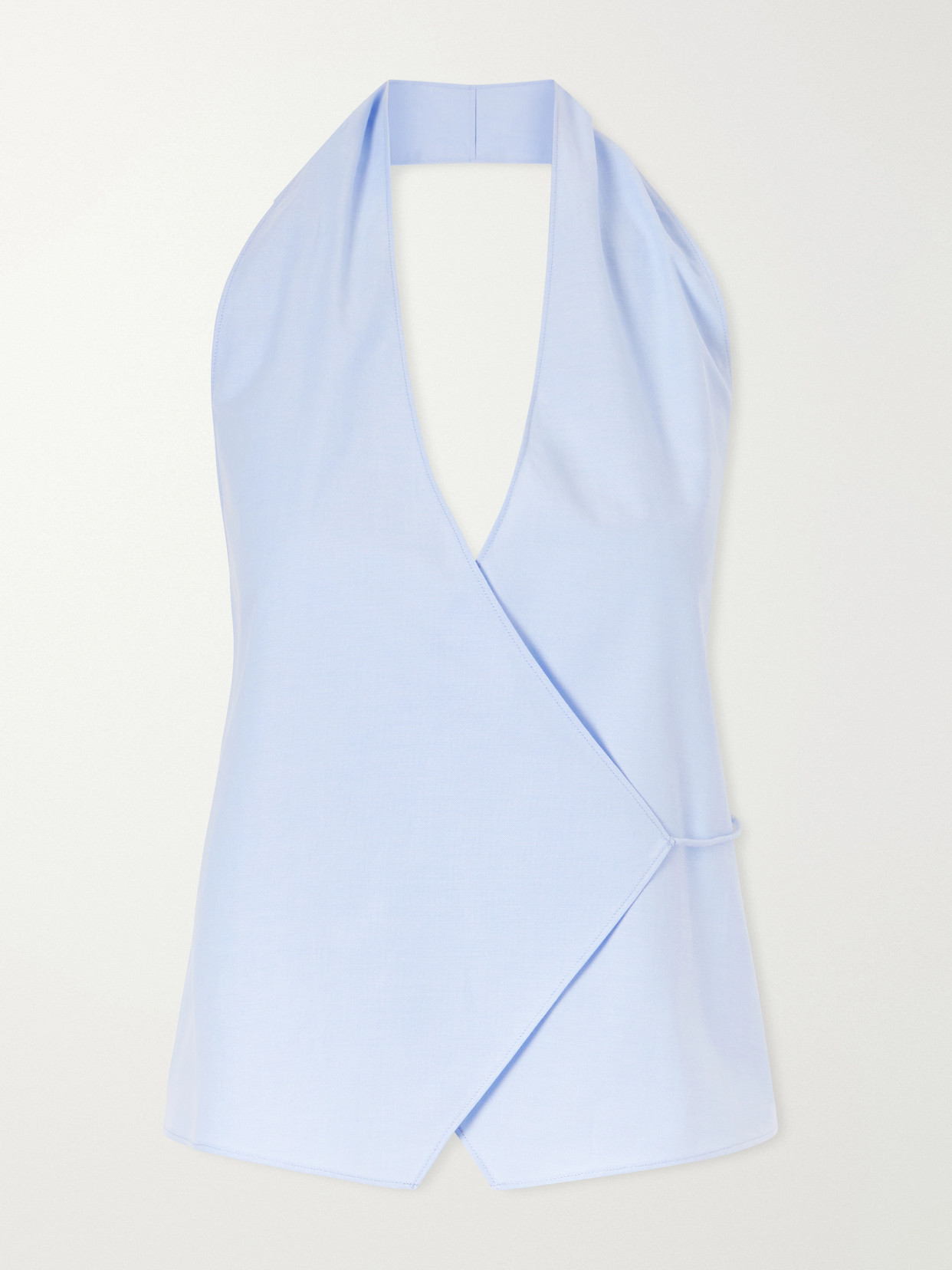 St Agni Organic Cotton-poplin Wrap Top In Blue