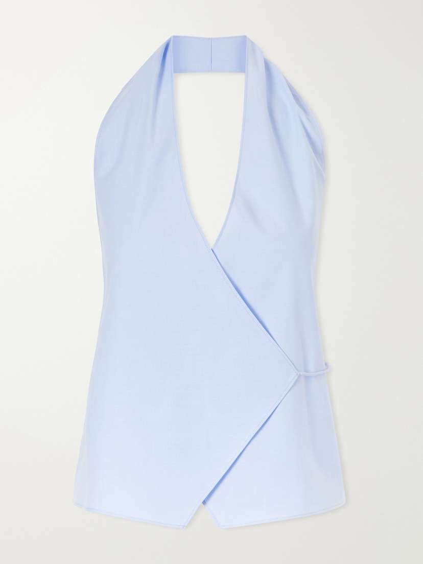 St. Agni Organic Cotton-poplin Wrap Top