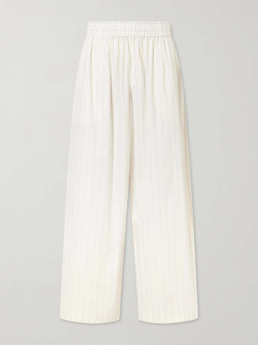 St. Agni Everyday Striped Cotton-blend Poplin Wide-leg Pants