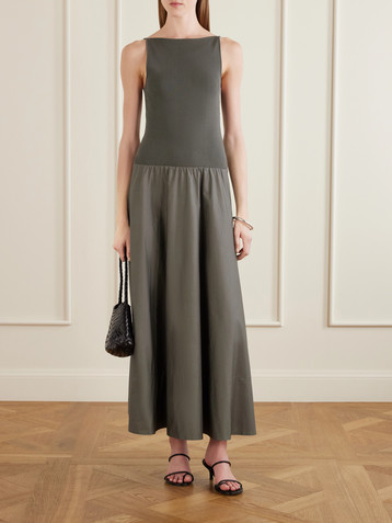 St. Agni Ribbed jersey and cotton-blend poplin midi dress