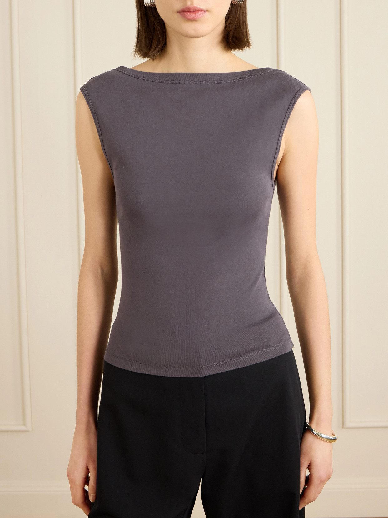 St Agni Ballerina Organic Cotton-jersey Top In Blue