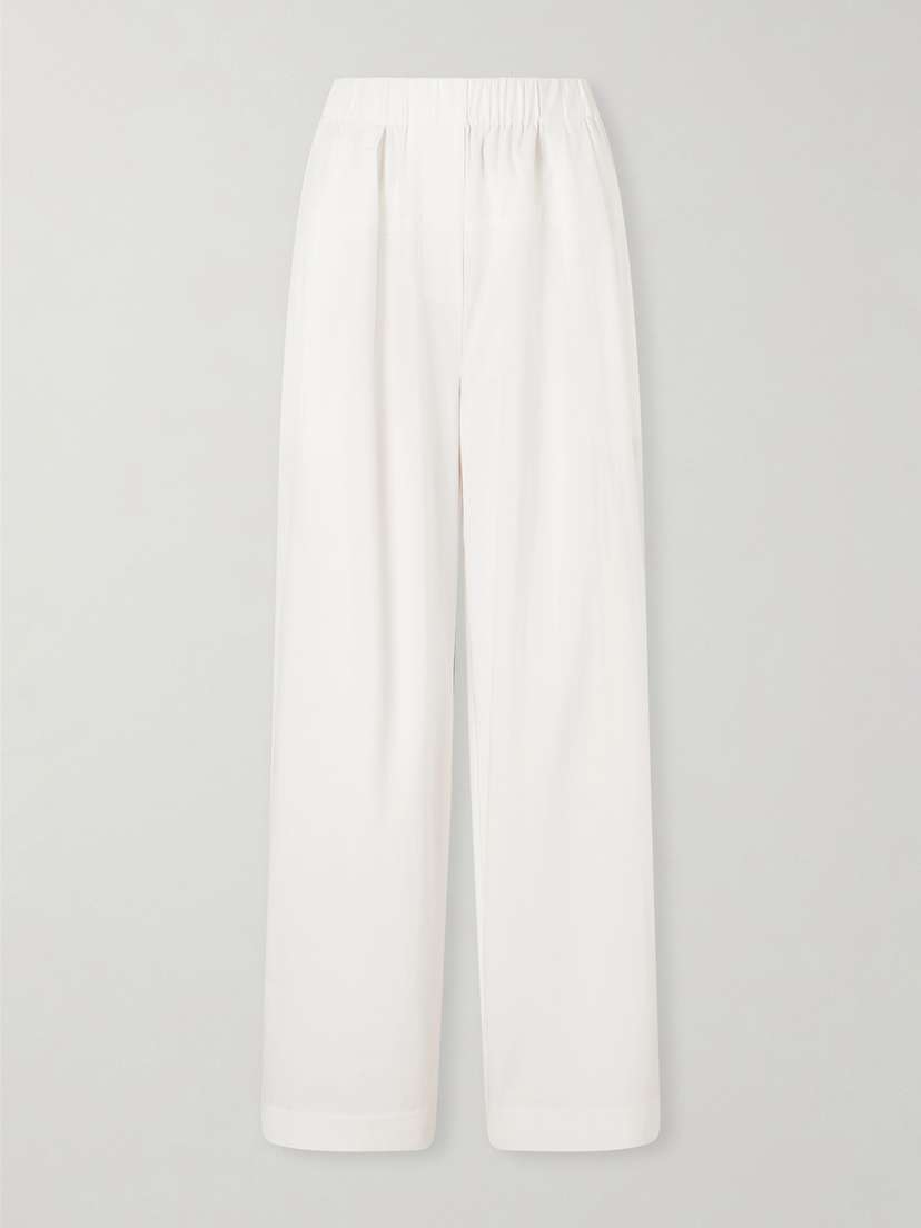 St. Agni Pleated Cotton-blend Wide-leg Pants