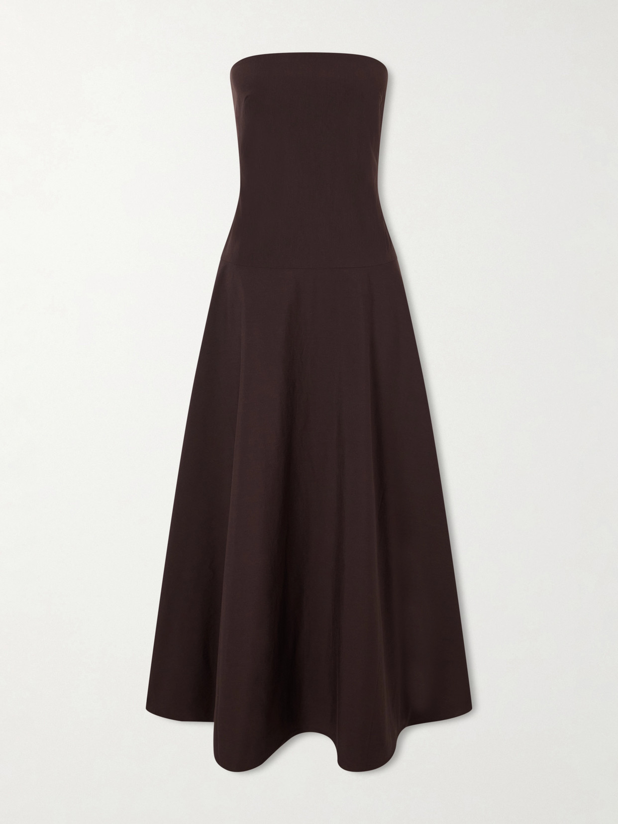 St Agni Strapless Cotton-blend Midi Dress In Brown