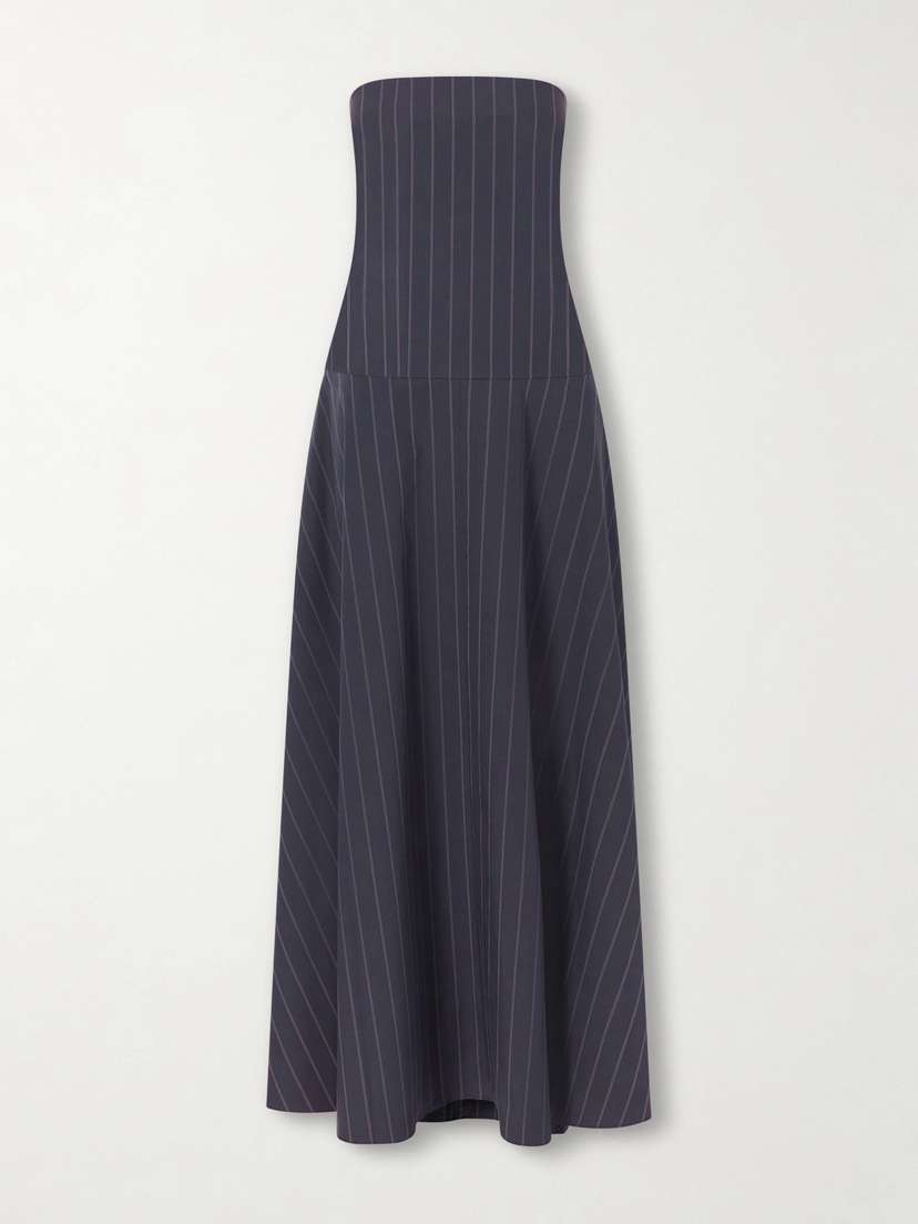 St. Agni Strapless Open-back Striped Cotton-blend Maxi Dress