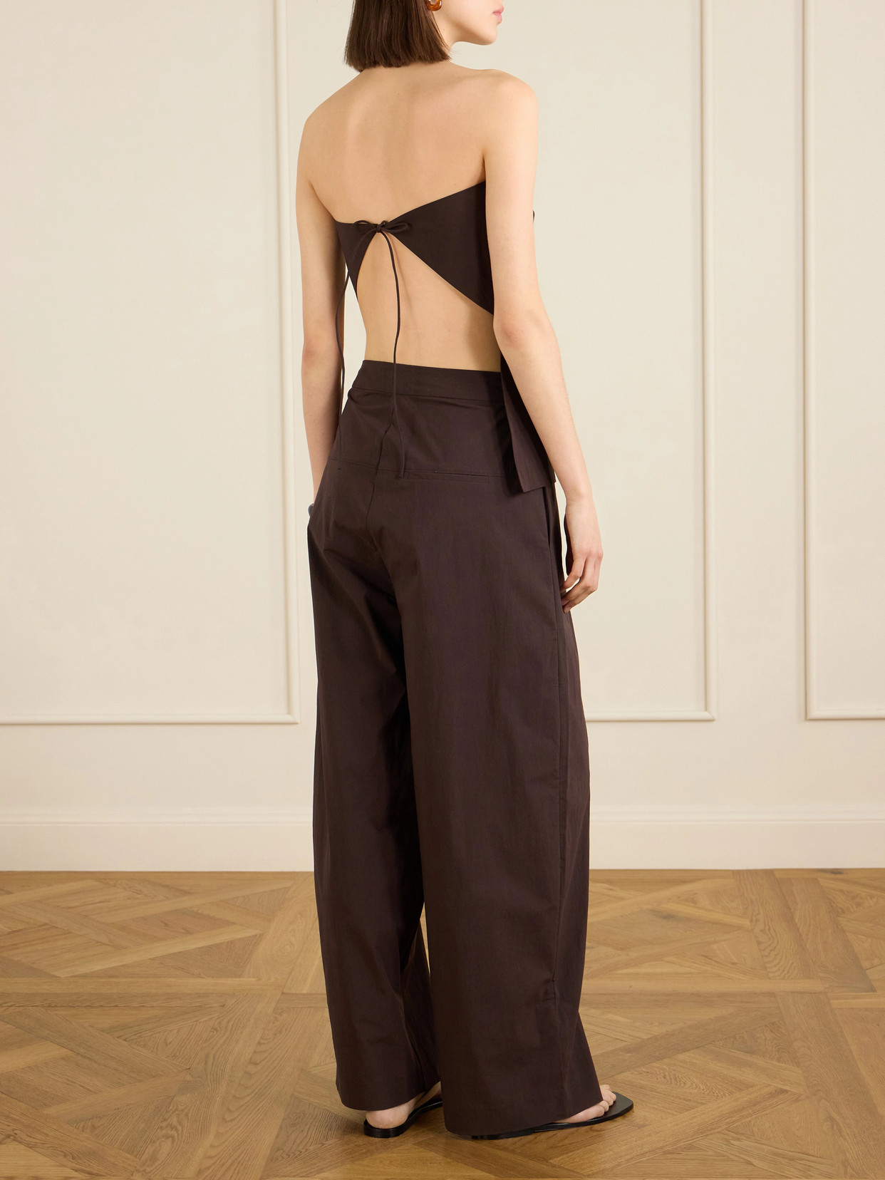 Strapless Open-Back Cotton-Blend Top