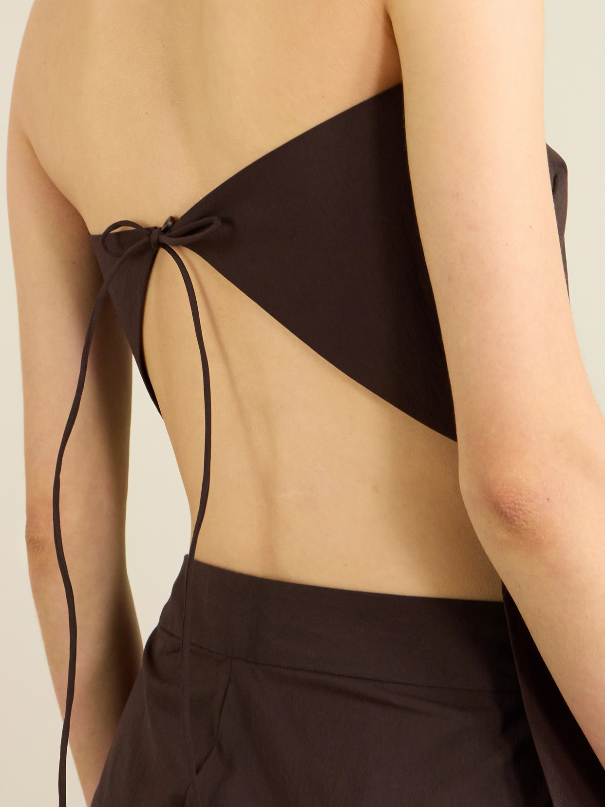 Strapless Open-Back Cotton-Blend Top
