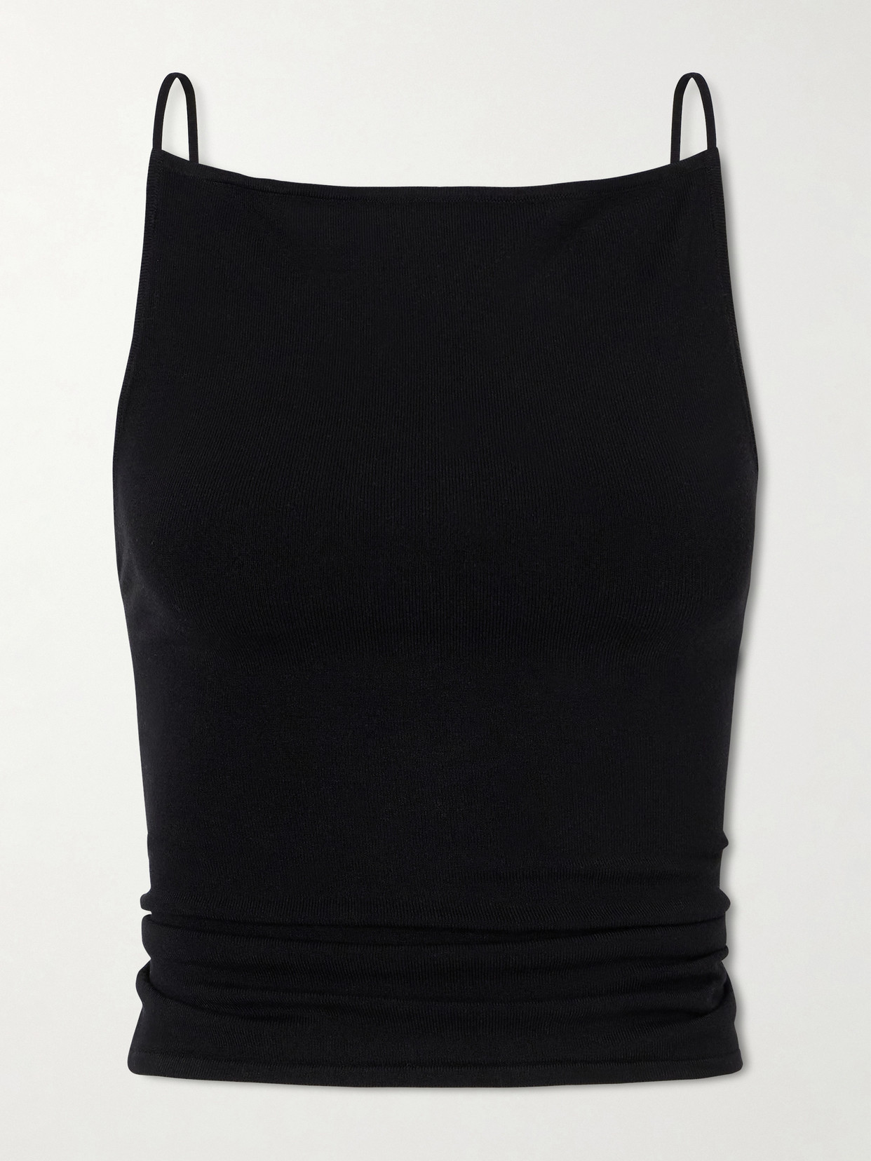 St Agni Open-back Tencel™ Lyocell-blend Top In Black