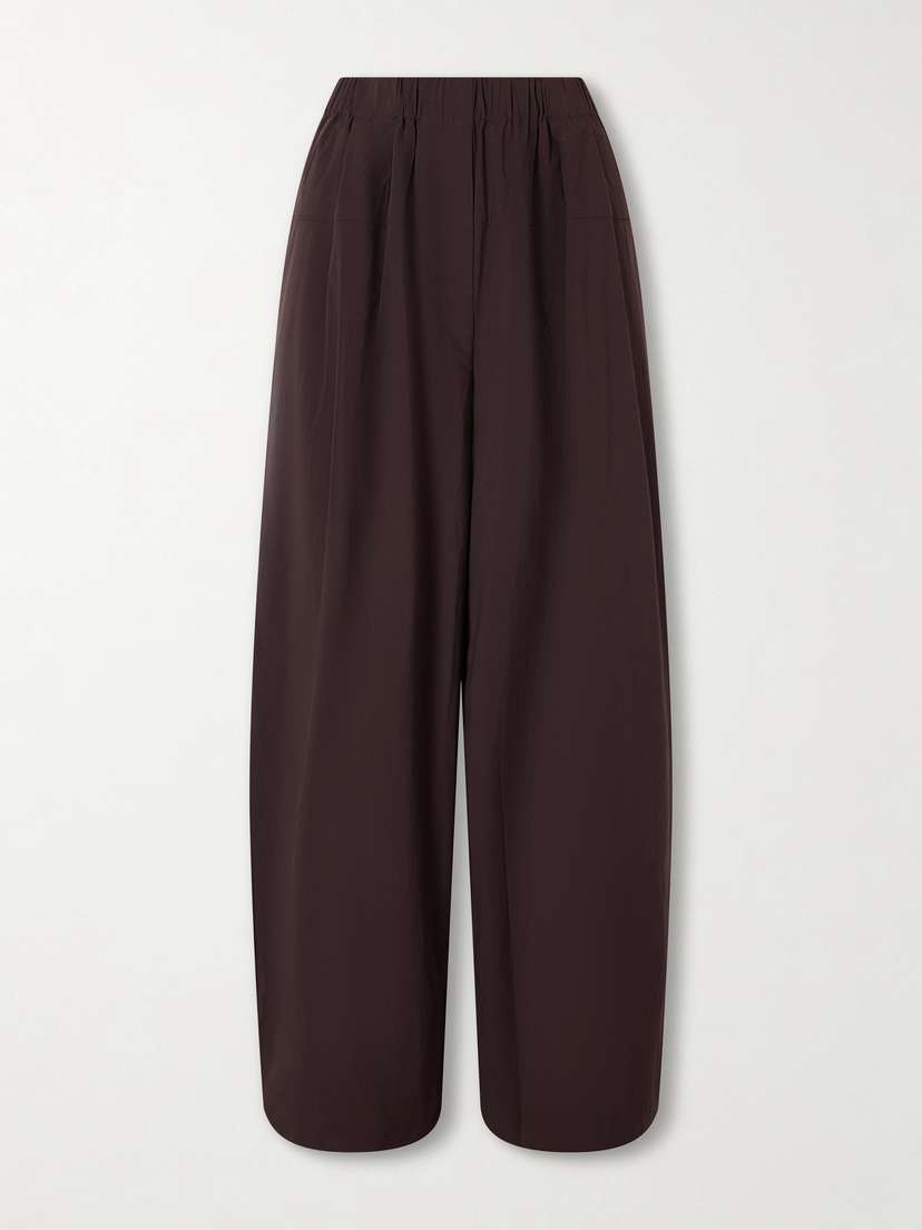 St. Agni Pleated Cotton-blend Poplin Wide-leg Pants