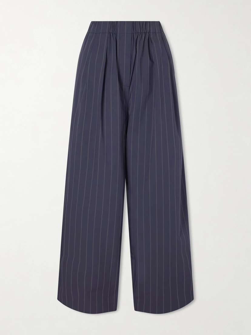 St. Agni Pleated Pinstriped Cotton-blend Wide-leg Pants