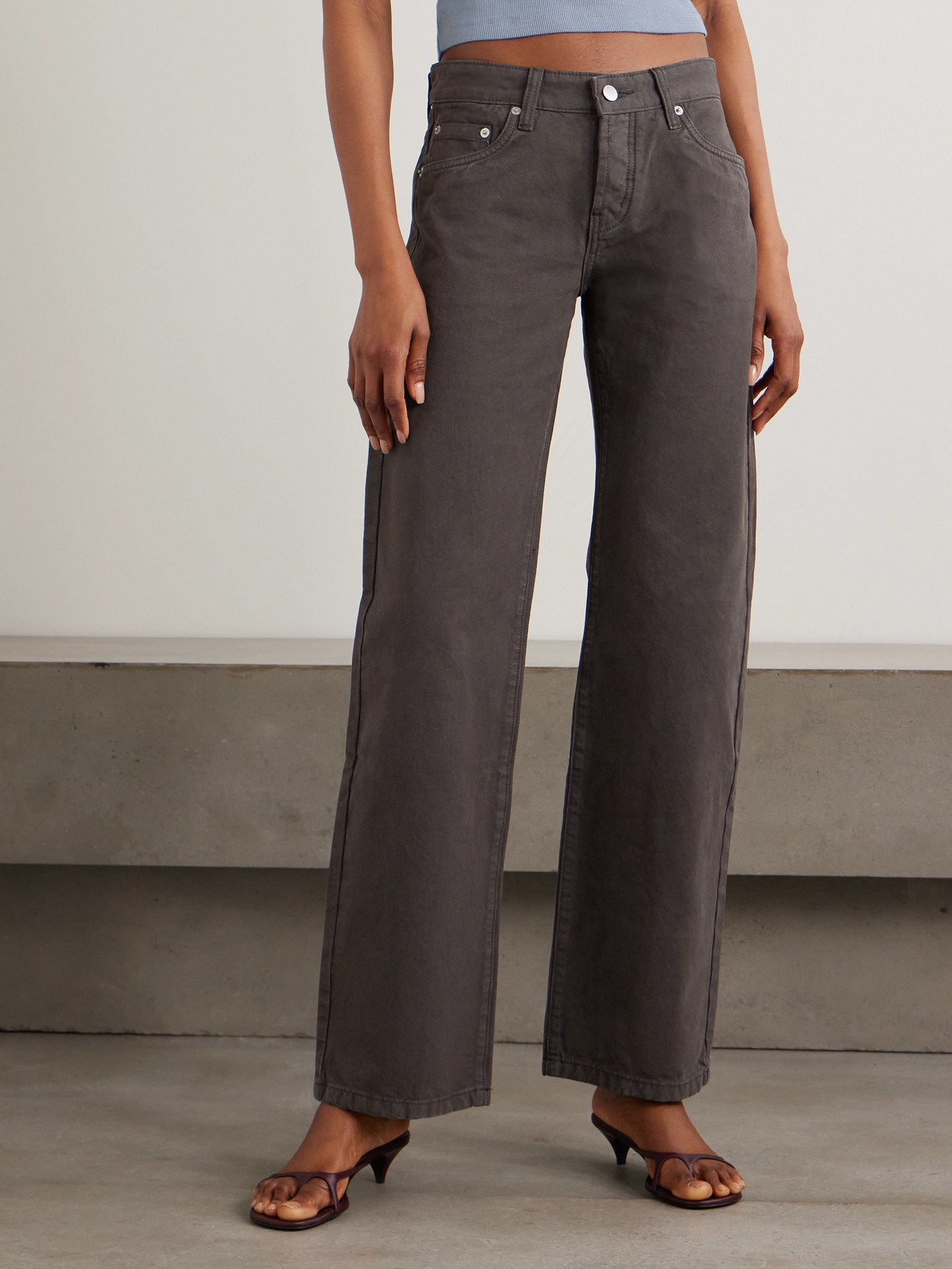 90S Low-Rise Straight-Leg Cotton-Canvas Jeans