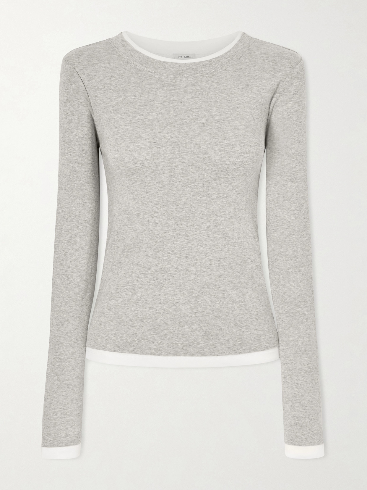 St Agni Layered Organic Cotton-jersey T-shirt In Gray