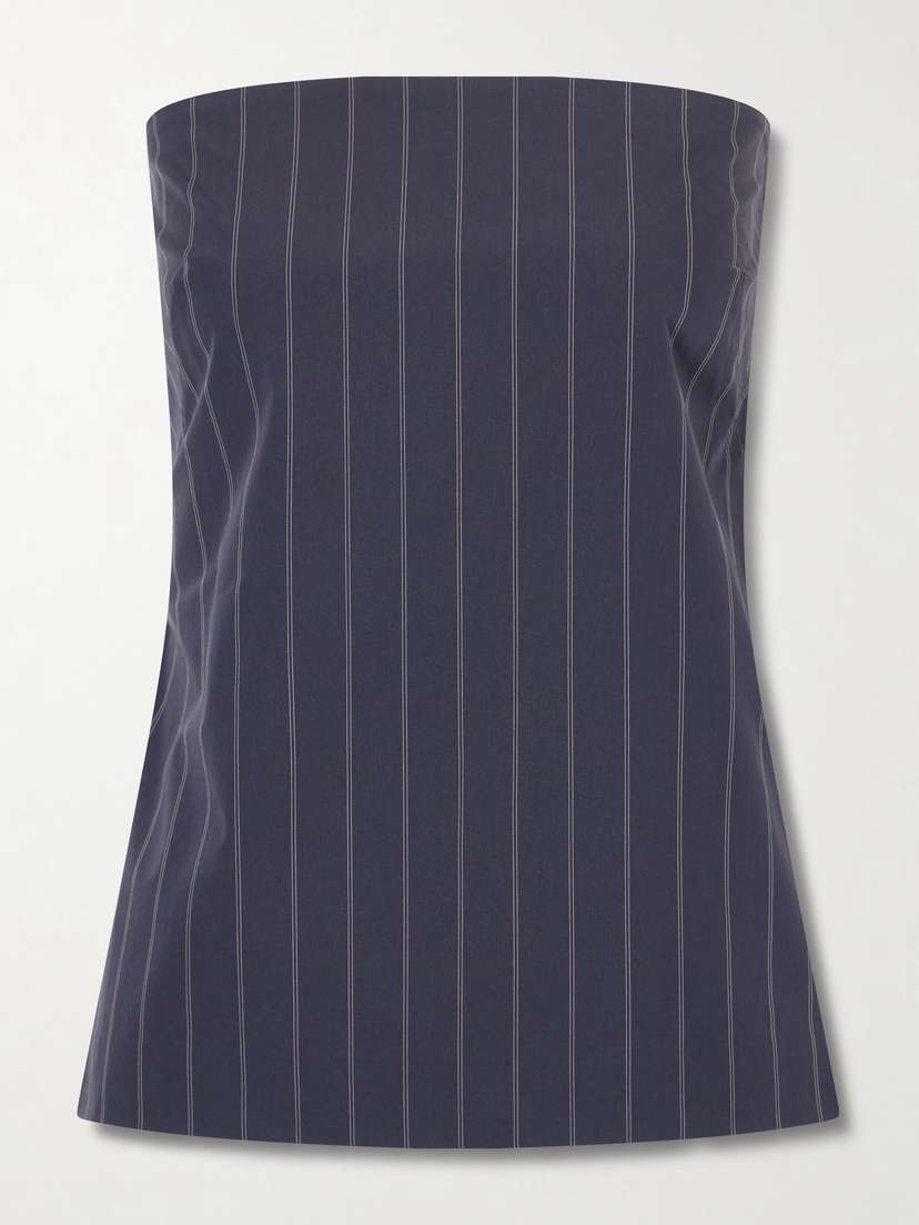 St. Agni Strapless Open-back Striped Cotton-blend Top