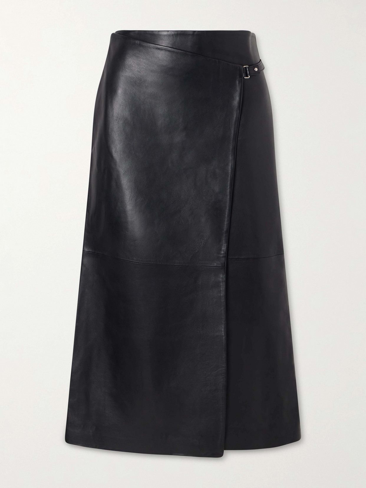 St Agni Leather Midi Wrap Skirt In Black