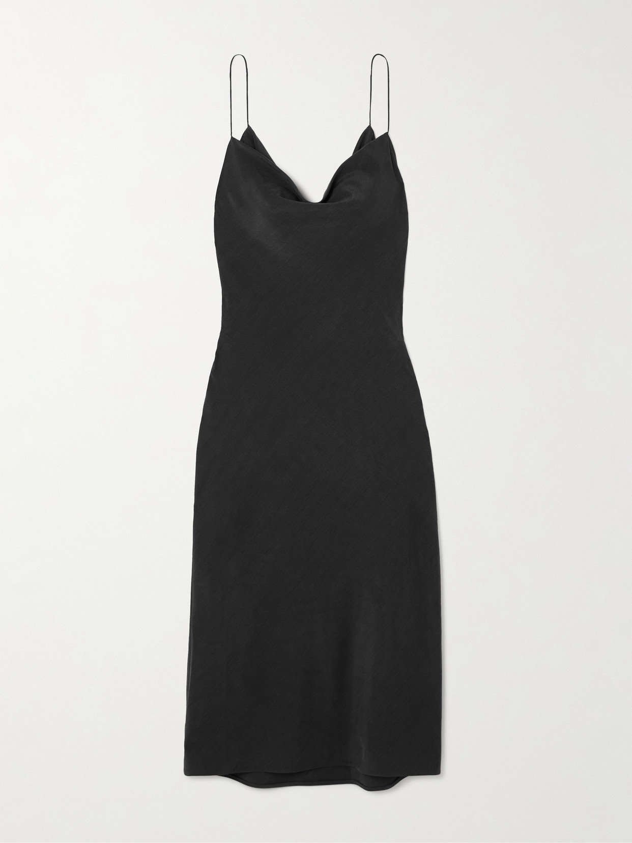 Calvin Klein Collection Lynn Draped Wool Crepe De Chine Midi Dress In Black