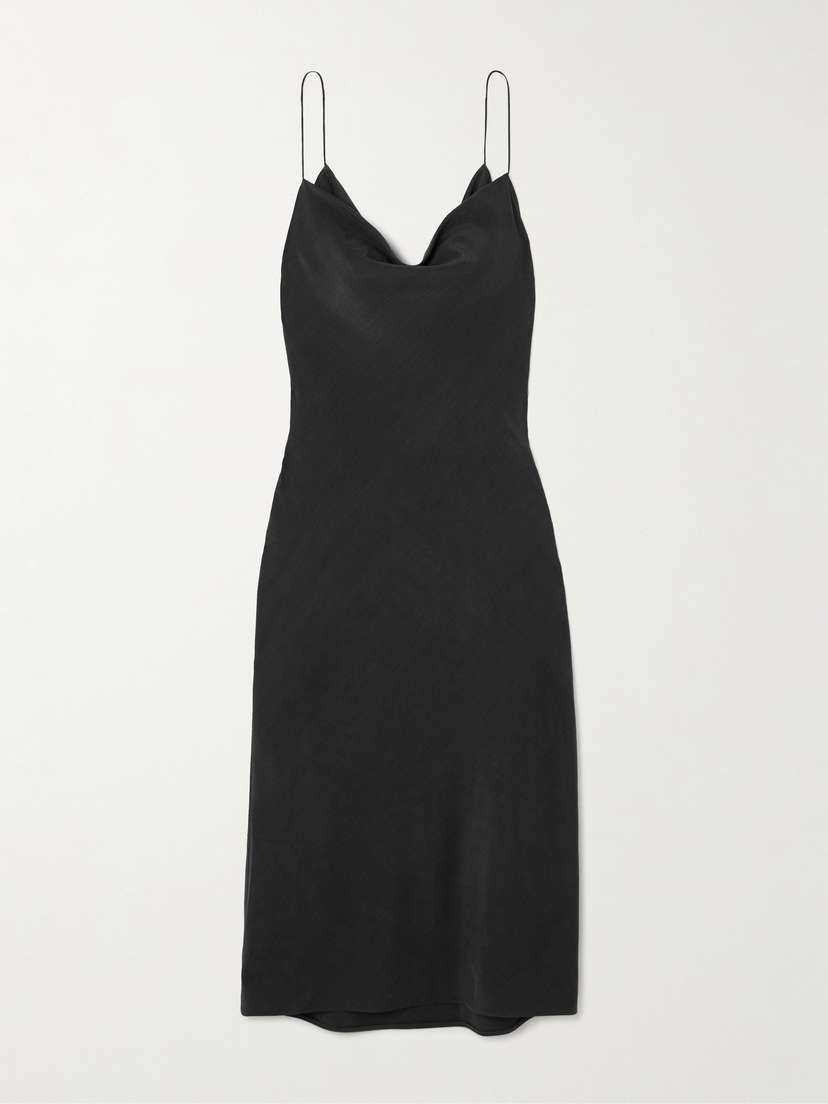 Calvin Klein Collection Lynn Draped Wool Crepe De Chine Midi Dress