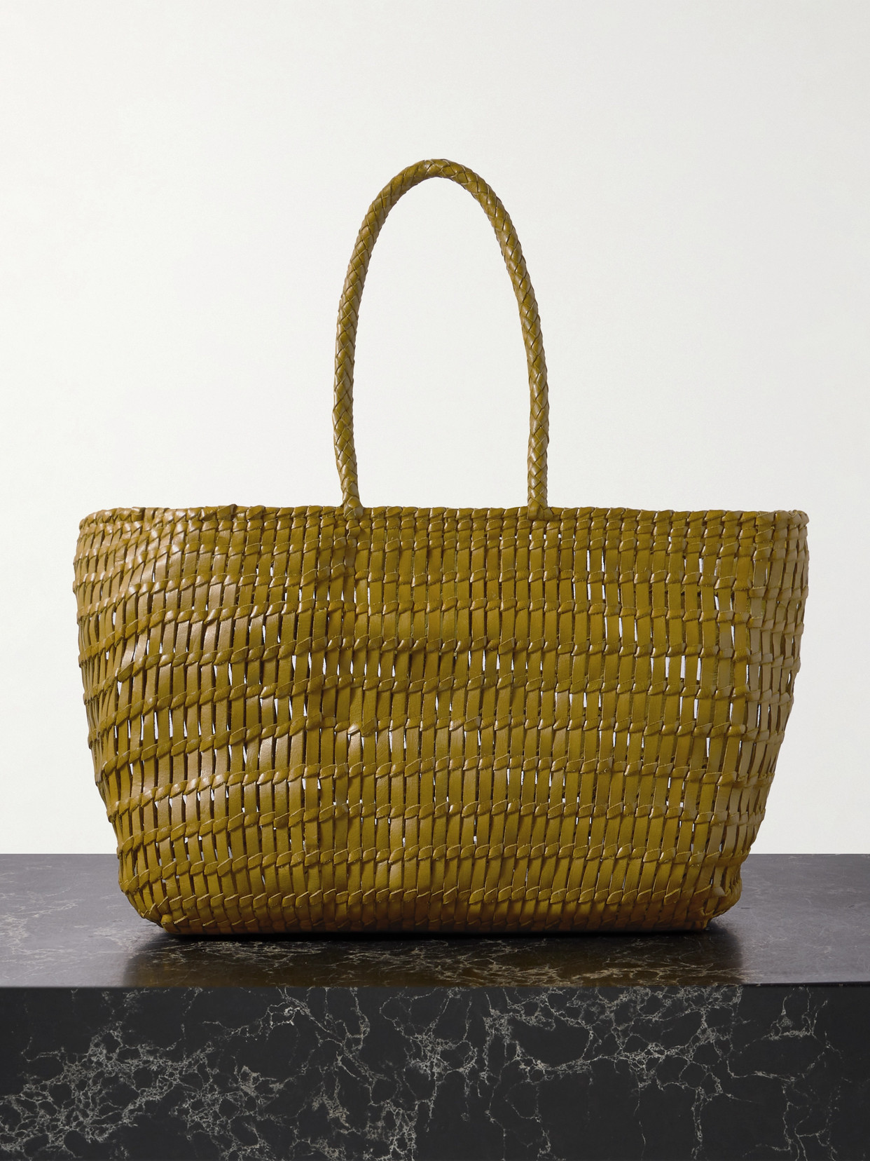 Dragon Diffusion Terrafino Woven Leather Tote In Green