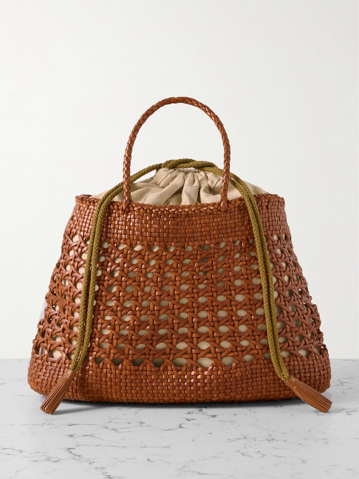 Dragon Diffusion Santa Cano Woven Leather Tote In Brown