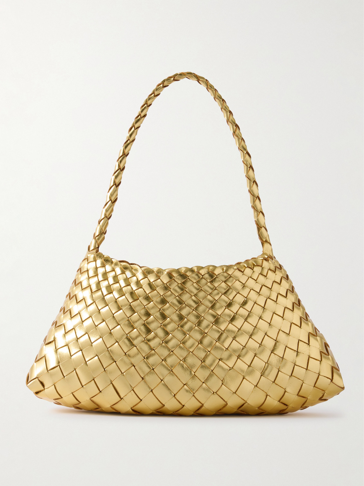Dragon Diffusion Rosanna Mini Woven Metallic Leather Tote In Gold