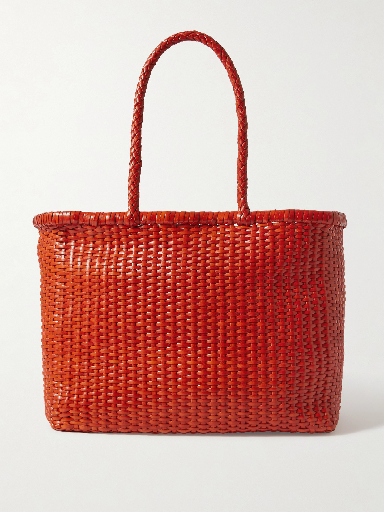 Dragon Diffusion B Weave Big Woven Leather Tote In Orange