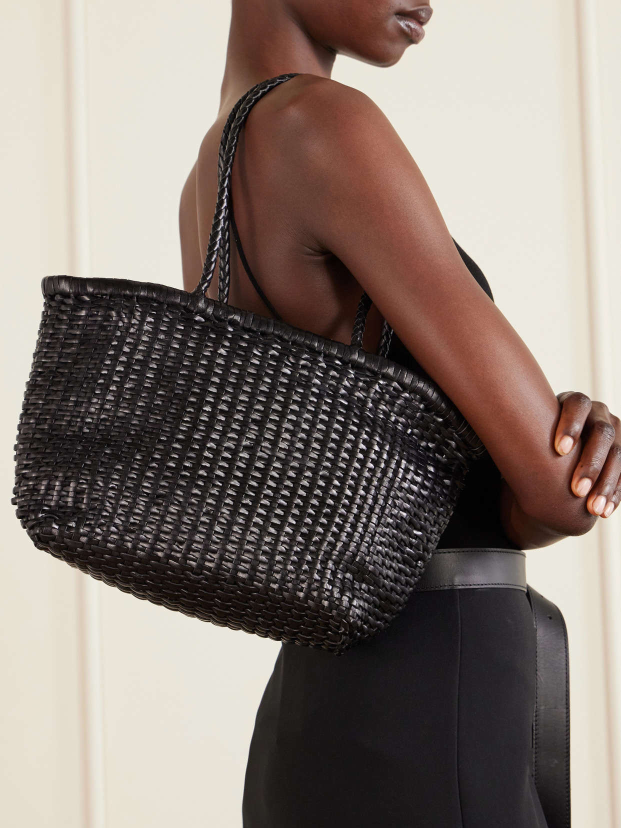 B Weave Small Woven Leather Tote