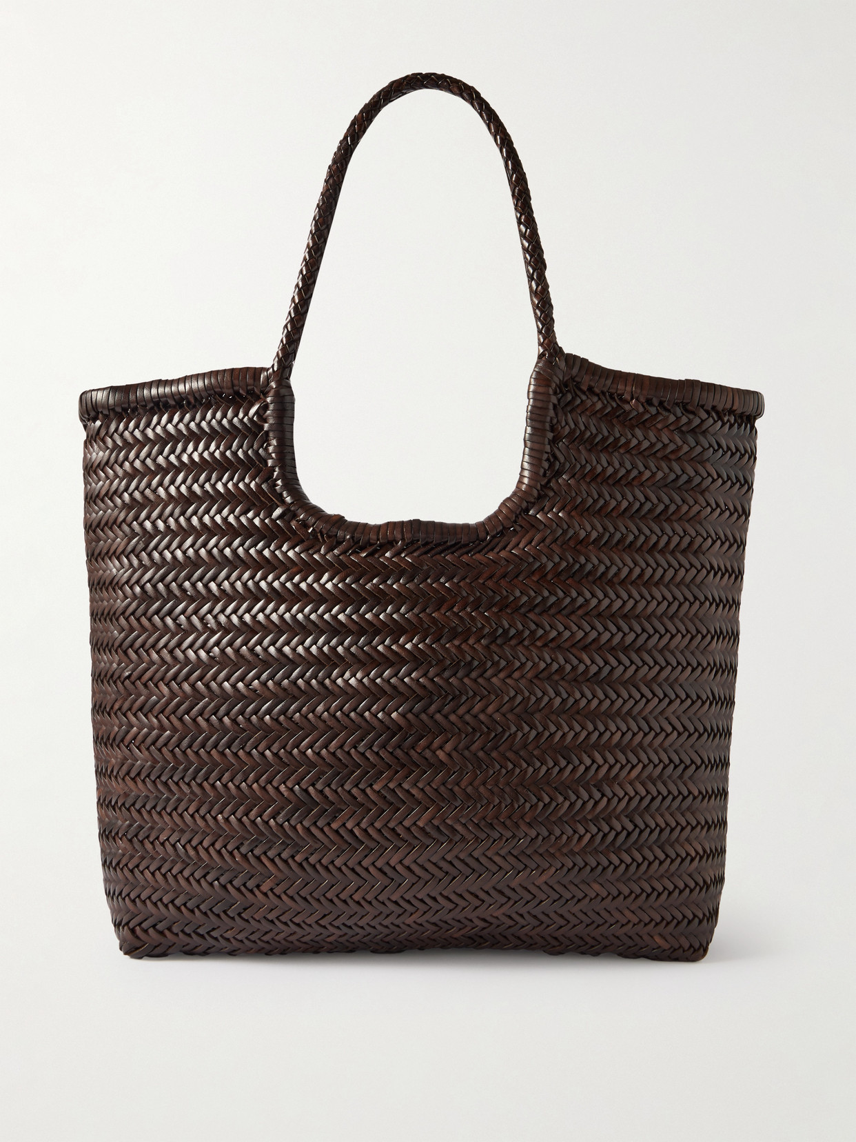 Dragon Diffusion Ns Diagonal Triple Jump Woven Leather Tote In Brown