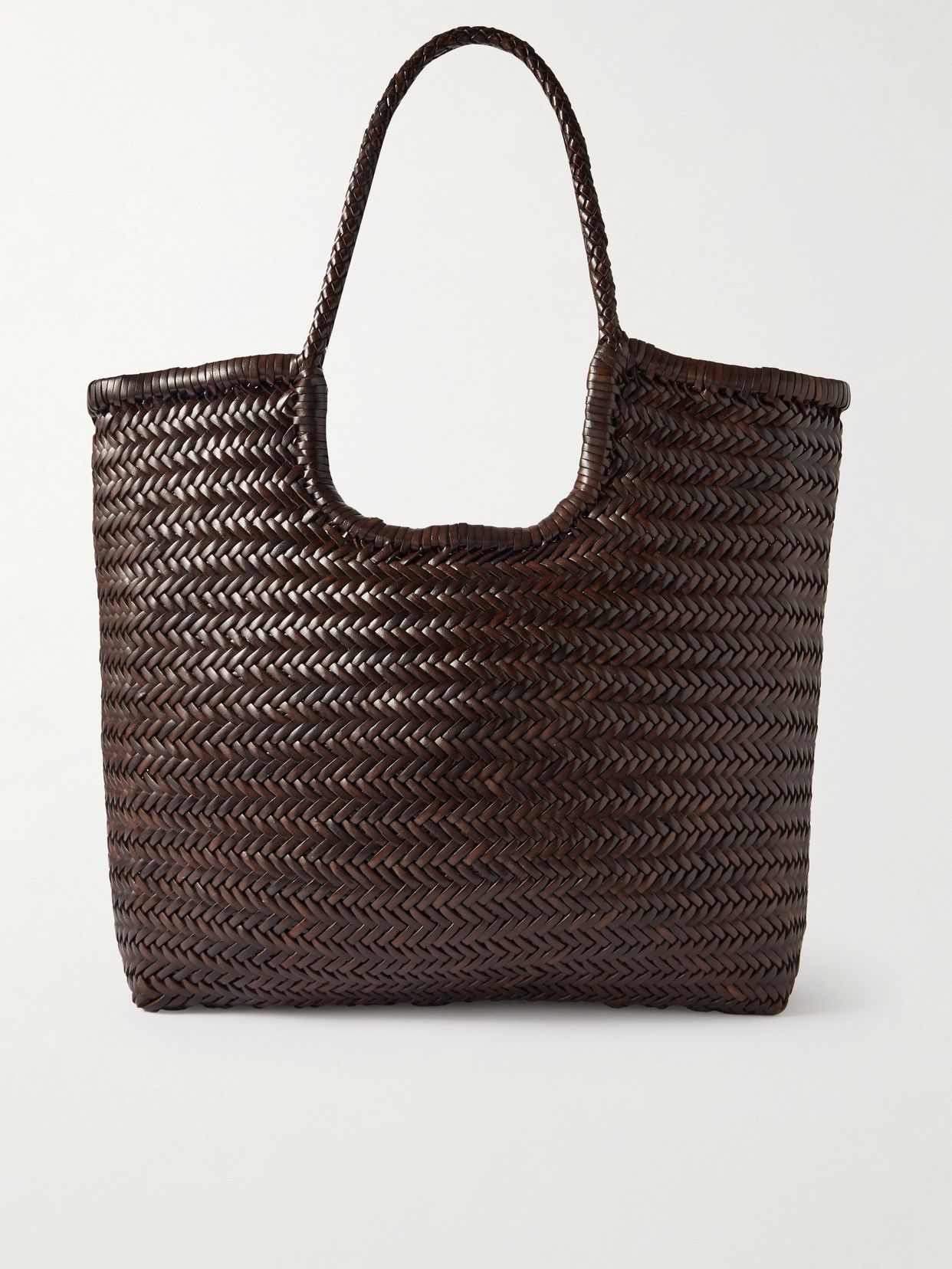 NS Diagonal Triple Jump woven leather tote