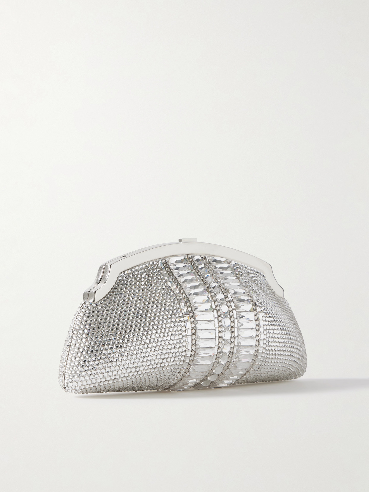 Judith Leiber Mini Venetian Gems Crystal-embellished Silver-tone Clutch In Silver