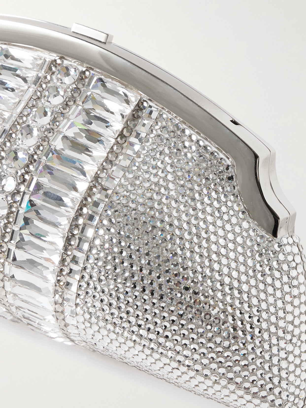 Judith Leiber Mini Venetian Gems Crystal-embellished Silver-tone Clutch In Silver
