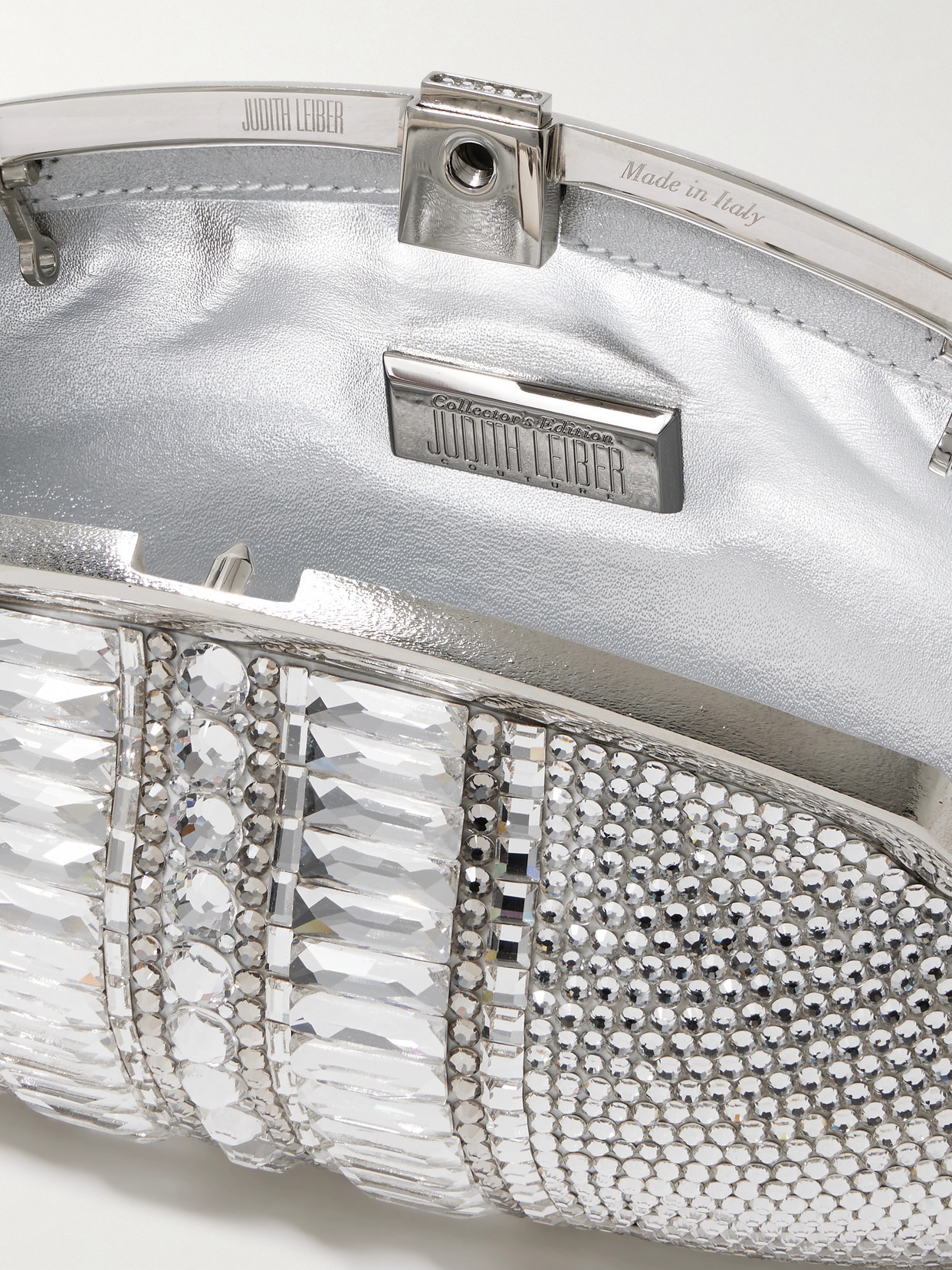 Judith Leiber Mini Venetian Gems Crystal-embellished Silver-tone Clutch In Silver