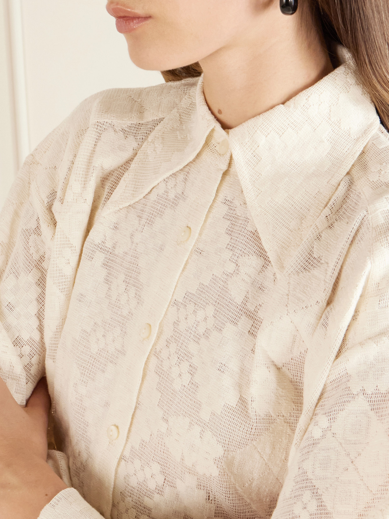 Margot Tetris Cotton-Lace Shirt