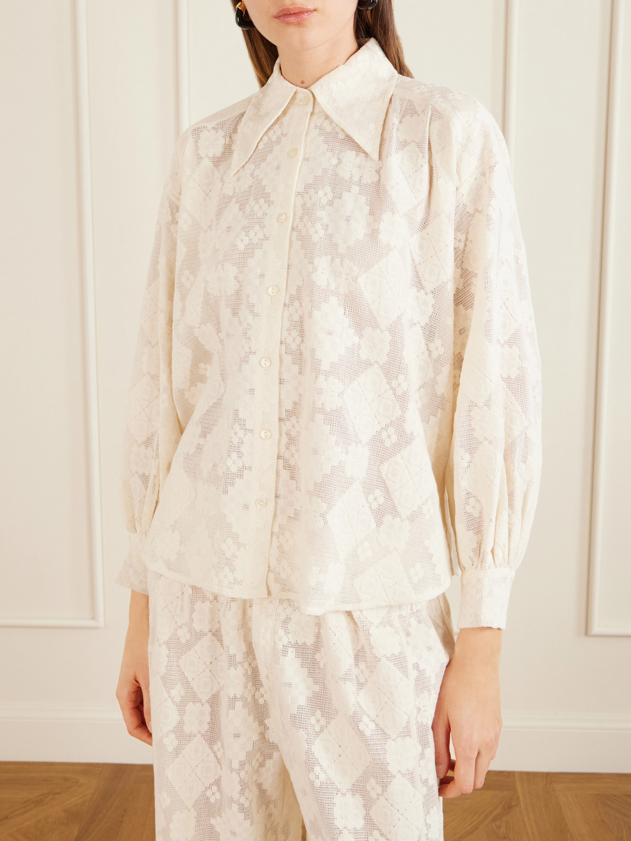 Margot Tetris Cotton-Lace Shirt