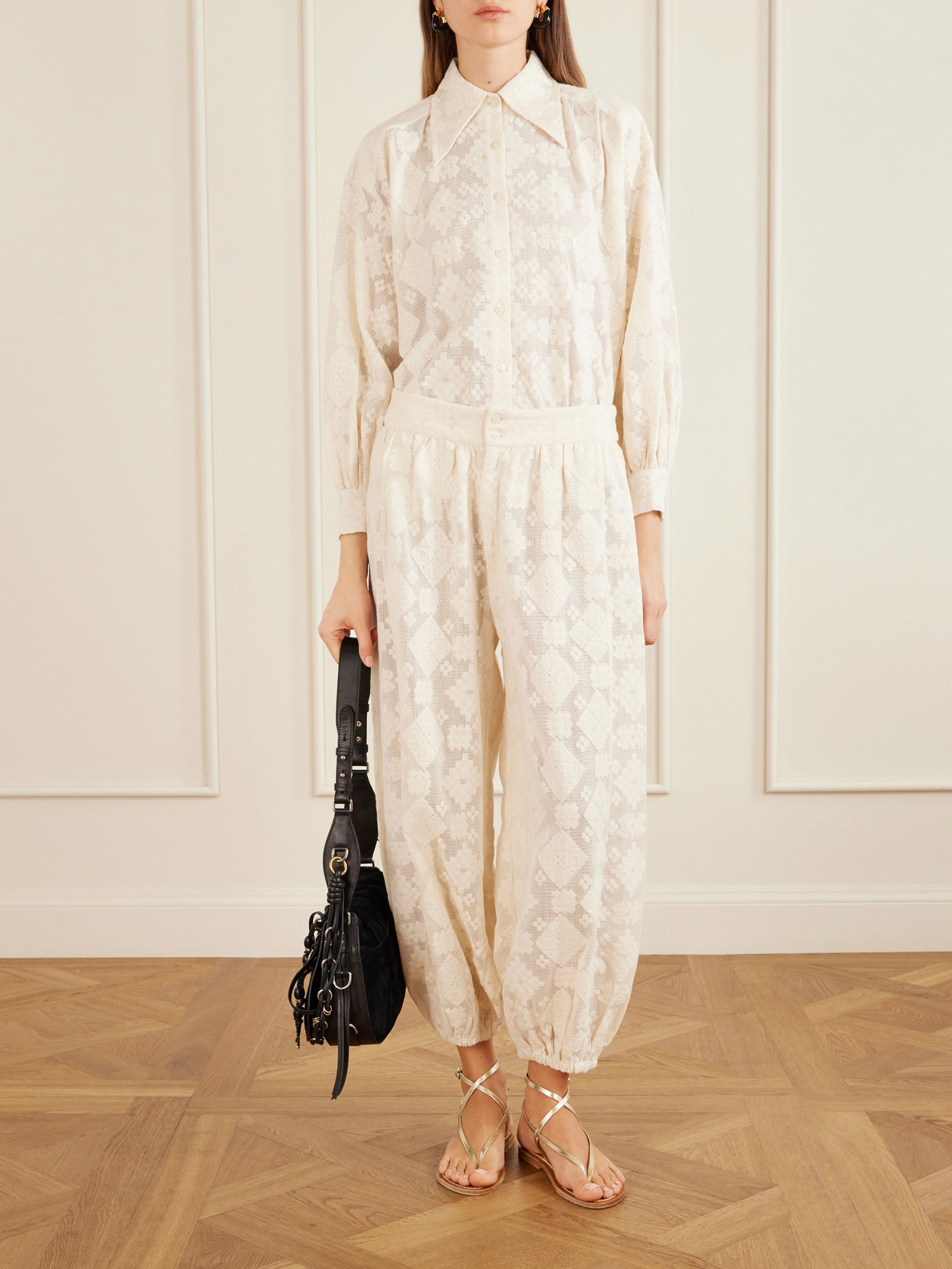 Margot Tetris Cotton-Lace Shirt