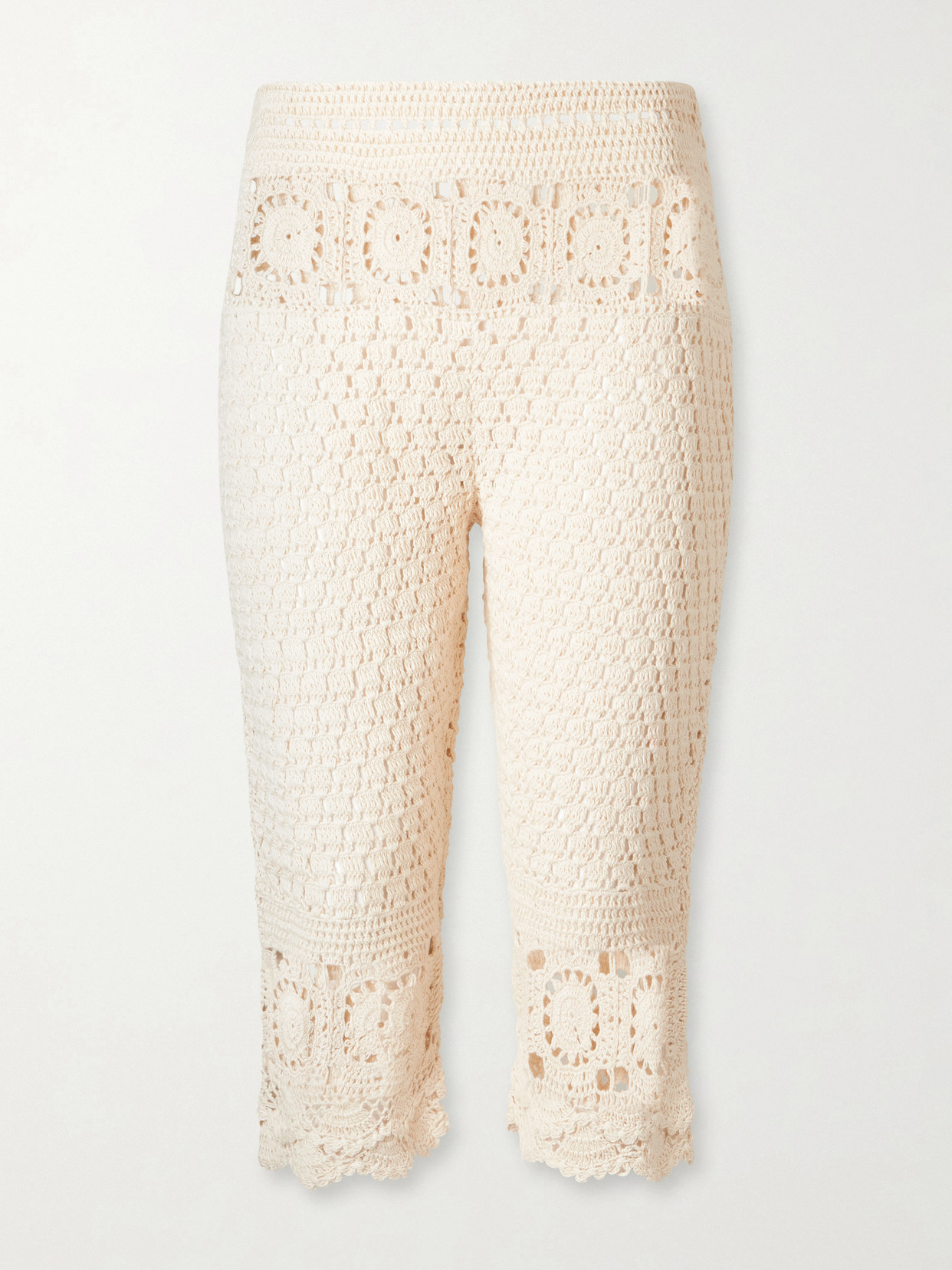 Alix Of Bohemia Aletta Mandala Crochet Cotton Capri Pants In Neutral