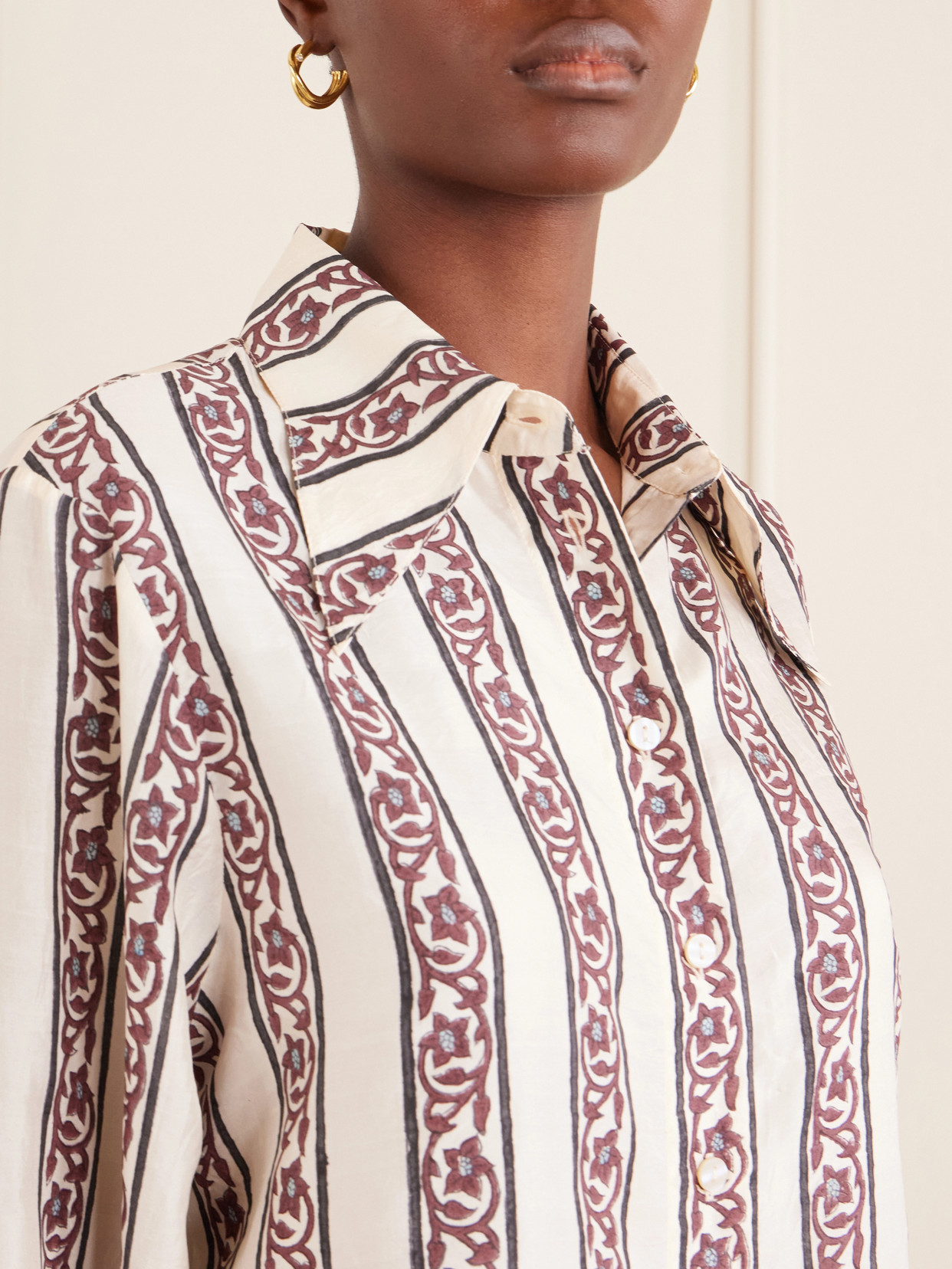 Dana Printed Silk-Satin Shirt