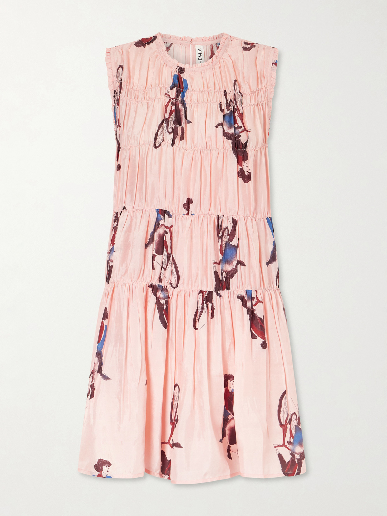 Alix Of Bohemia Jule Parisian Printed Silk Mini Dress In Pink