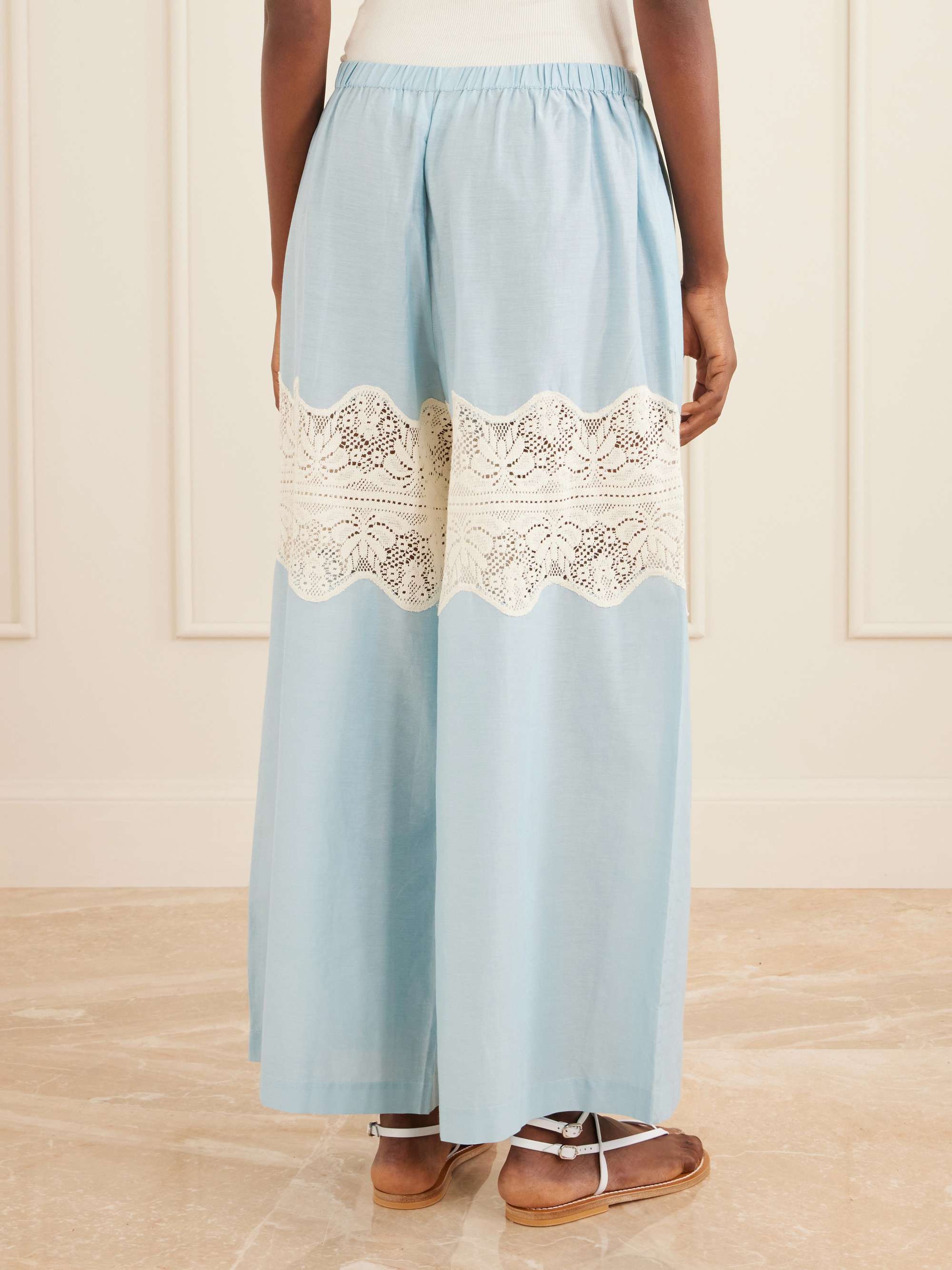 ALIX OF BOHEMIA Margie Sky lace-trimmed cotton and silk-blend wide
