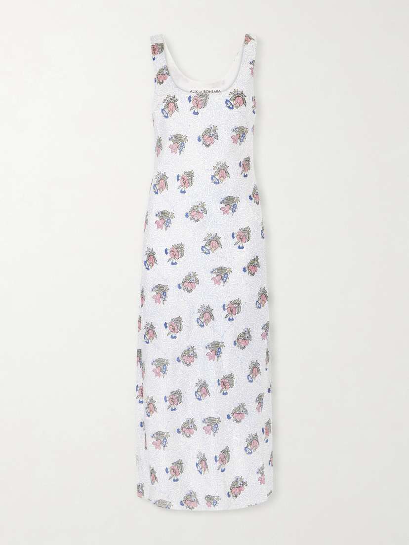 ALIX OF BOHEMIA Adele Mist Quatre Floral Patterned Silk Midi Dress
