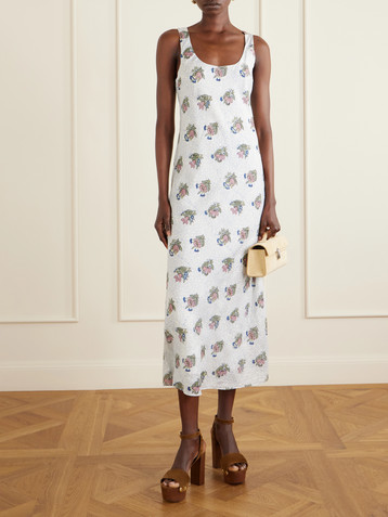 Alix Of Bohemia Adele Mist Quatre floral patterned silk midi dress